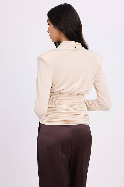 Drape yakalı örme bluz - 7
