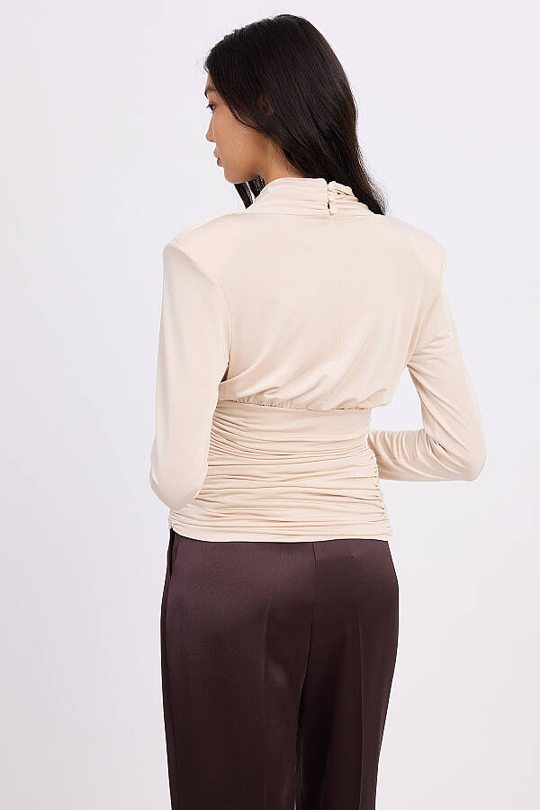 Drape yakalı örme bluz - 7
