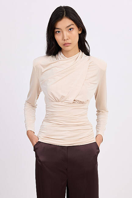 Drape yakalı örme bluz (1)