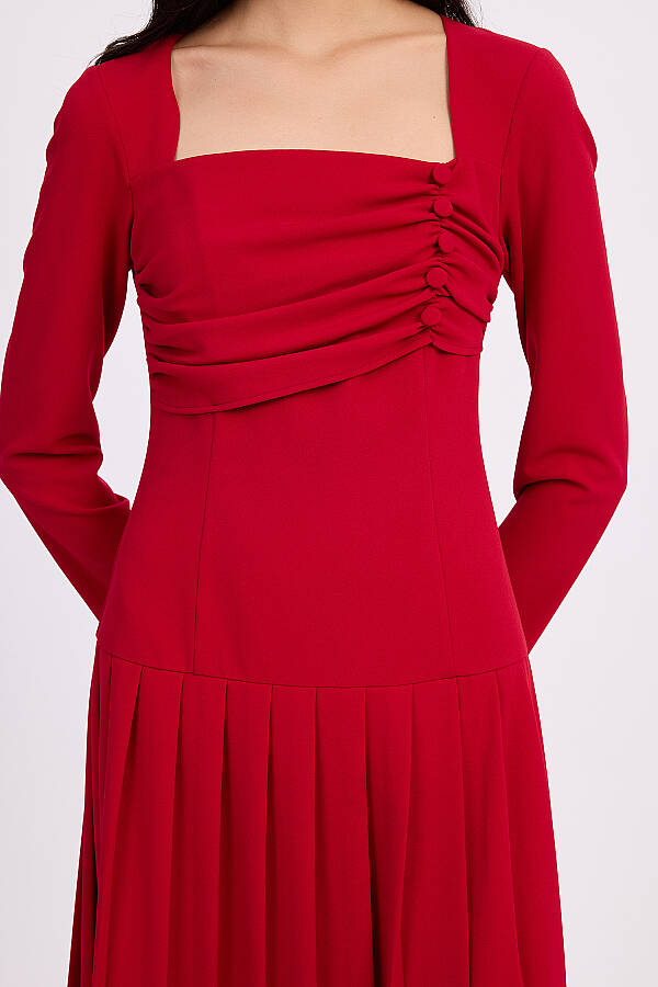 Pliseli Krep Örme Elbise - 2