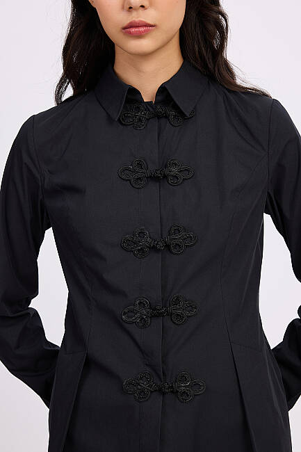 Süs düğmeli poplin gömlek - 3