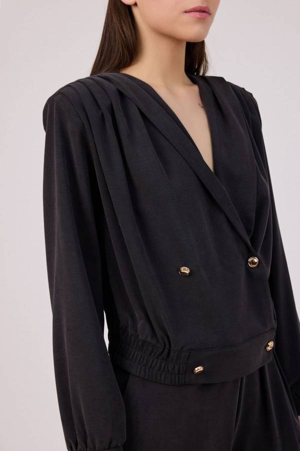 Anvelop düğmeli tencel bluz