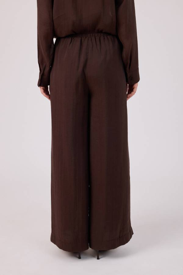 Beli bağcıklı düz paça pantolon - 5