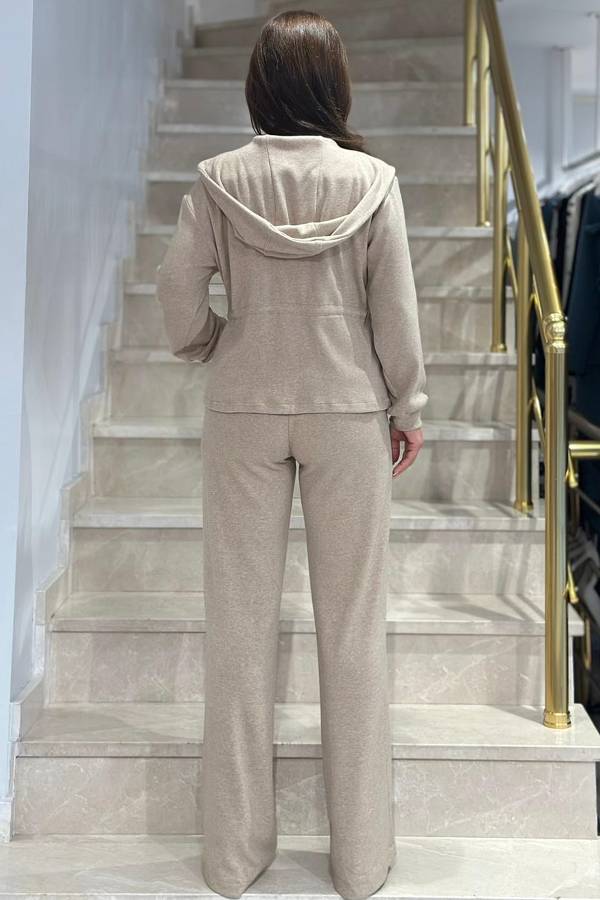 Beli bağcıklı örme pantolon - 4