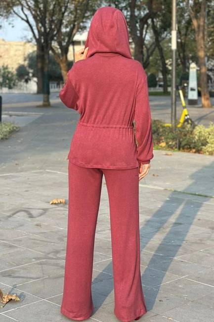Beli bağcıklı örme pantolon - 3