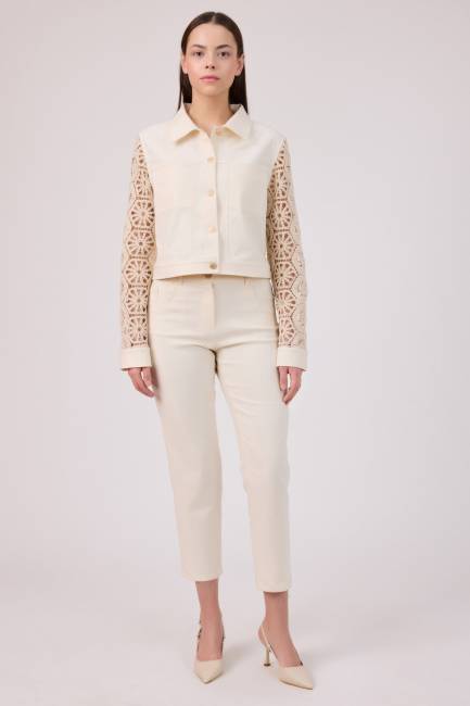 Fever - Beş cepli naturel gabardin pantolon