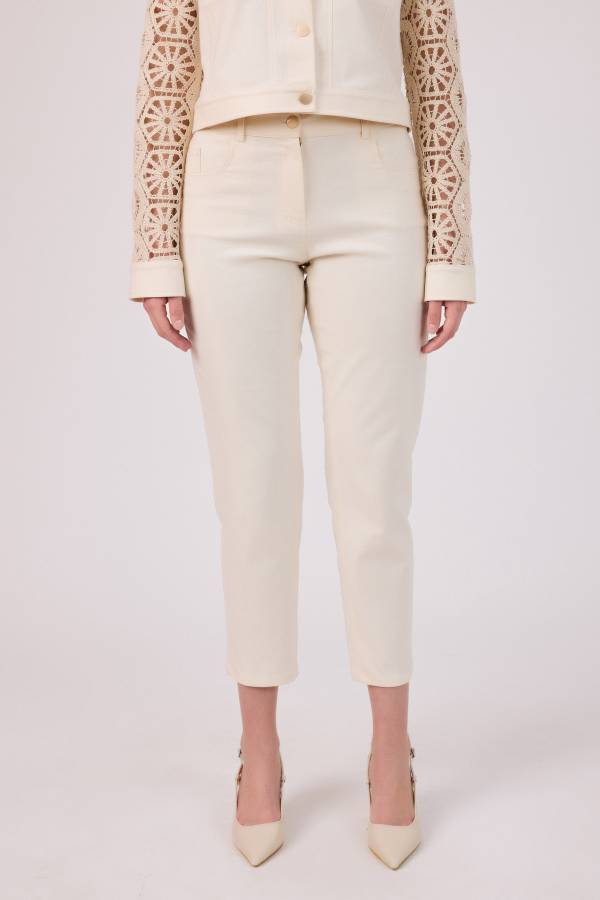 Fever - Beş cepli naturel gabardin pantolon (1)