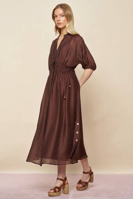Fever - Büzgü detaylı tencel elbise (1)