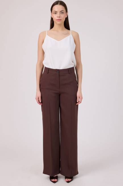 Dökümlü geniş paça pantolon - Thumbnail