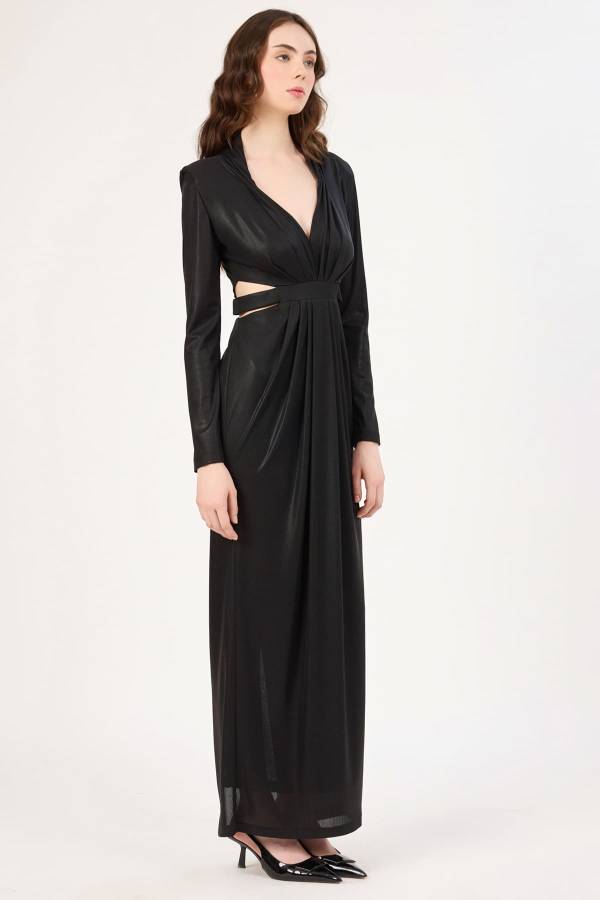 Drape detaylı abiye elbise