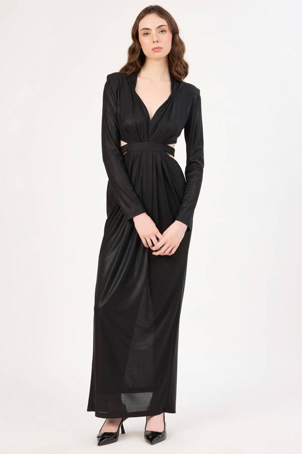 Drape detaylı abiye elbise