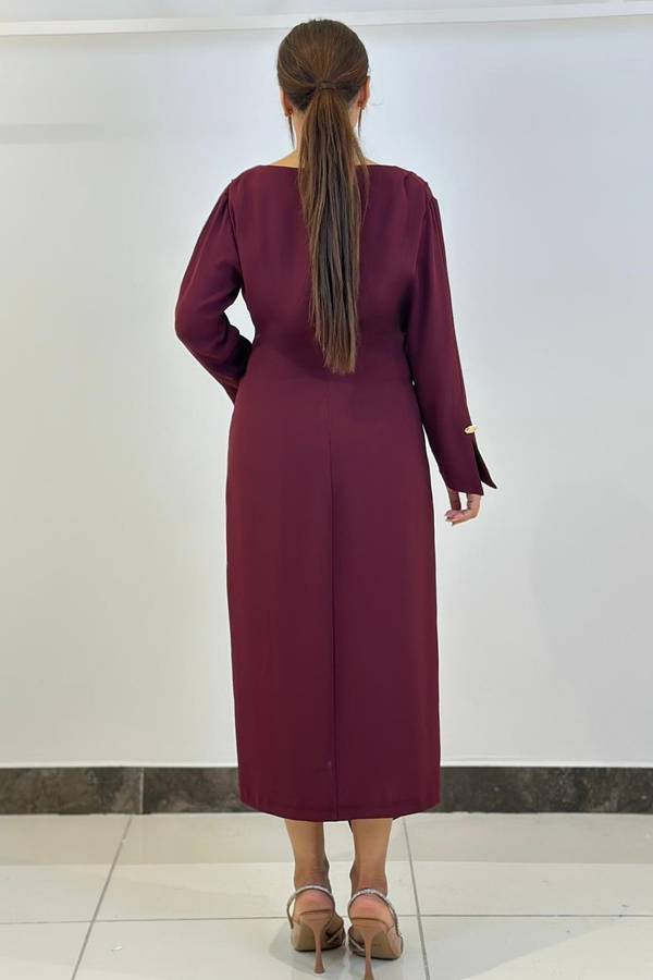 Drape detaylı asimetrik elbise