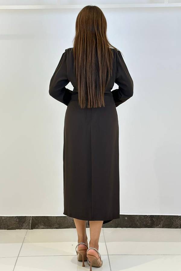 Drape detaylı asimetrik elbise