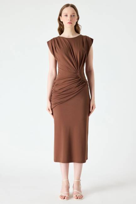Fever - Drape detaylı viskon elbise (1)
