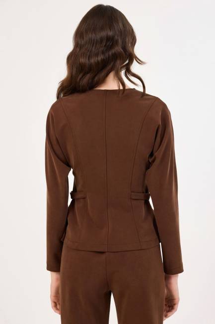 Fermuarlı minimal toka detaylı ceket - 5