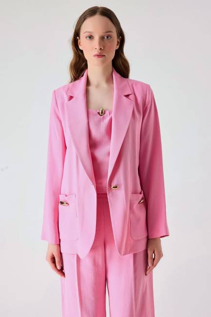 Gold toka detaylı blazer ceket - Thumbnail