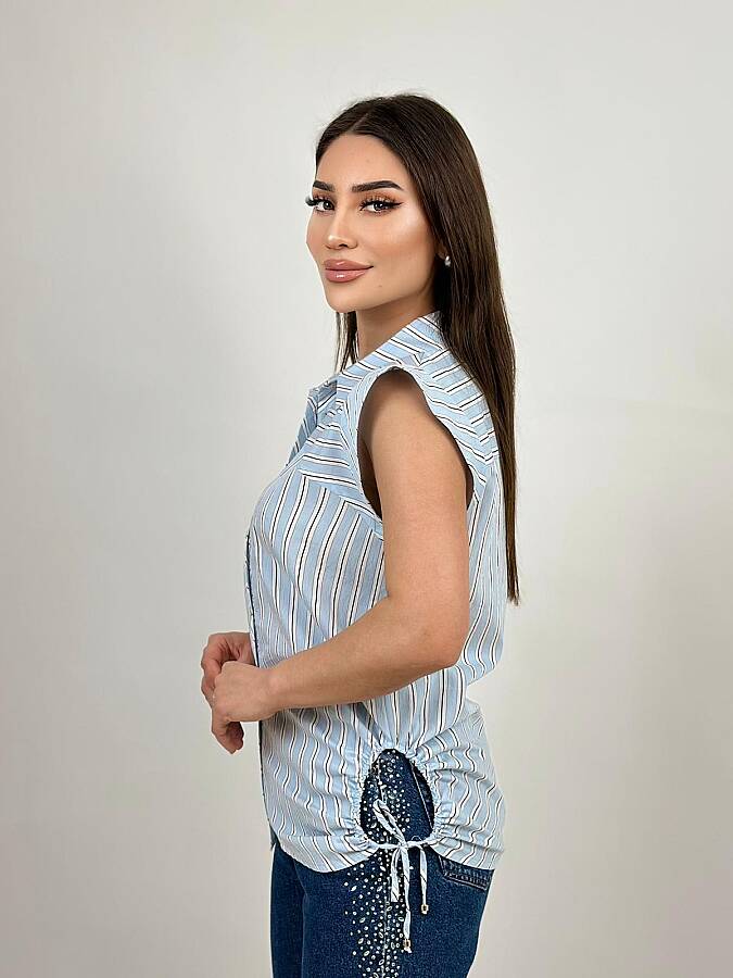 Kontrast çizgili poplin gömlek - 5