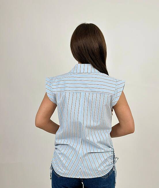 Kontrast çizgili poplin gömlek - 6