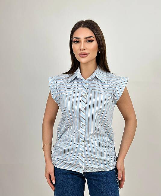 Kontrast çizgili poplin gömlek - 2