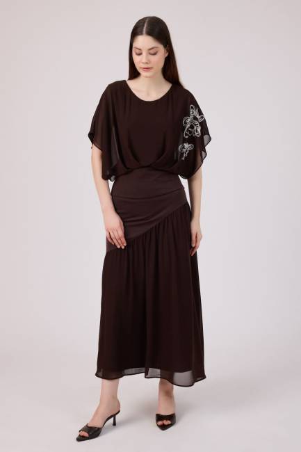 Fever - Kontrast nakışlı tencel bluz (1)
