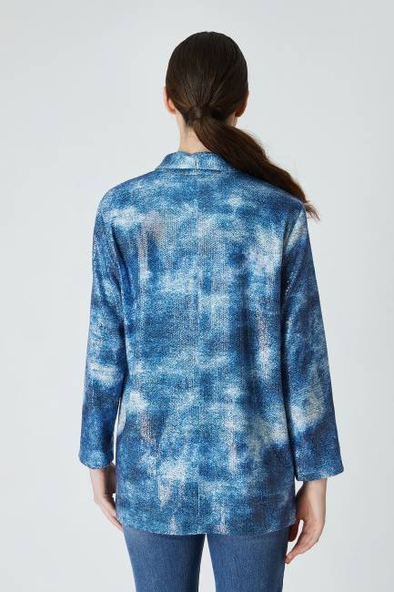 Kontrast payetli blazer ceket - 3