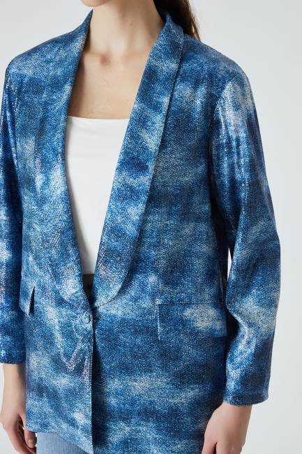 Kontrast payetli blazer ceket - 4