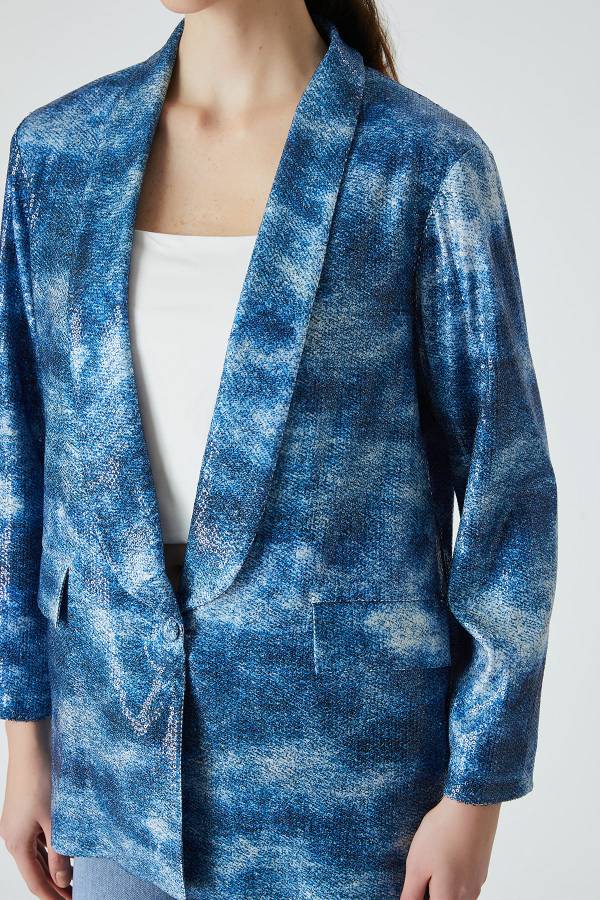 Kontrast payetli blazer ceket - 4