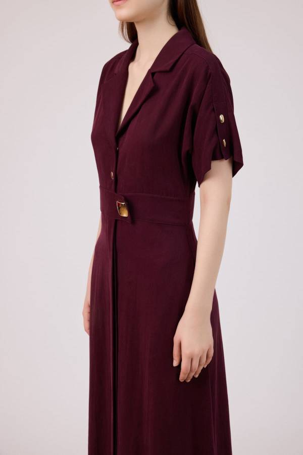 Kruvaze yakalı tensel elbise