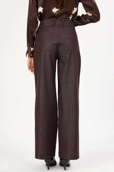 Likralı palazzo denim pantolon - 7