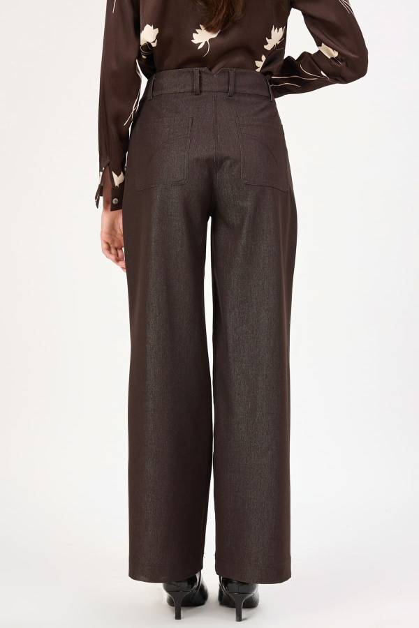 Likralı palazzo denim pantolon - 7