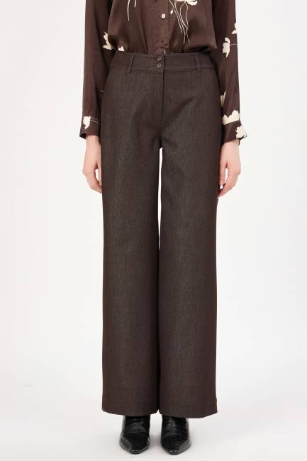 Likralı palazzo denim pantolon - 11