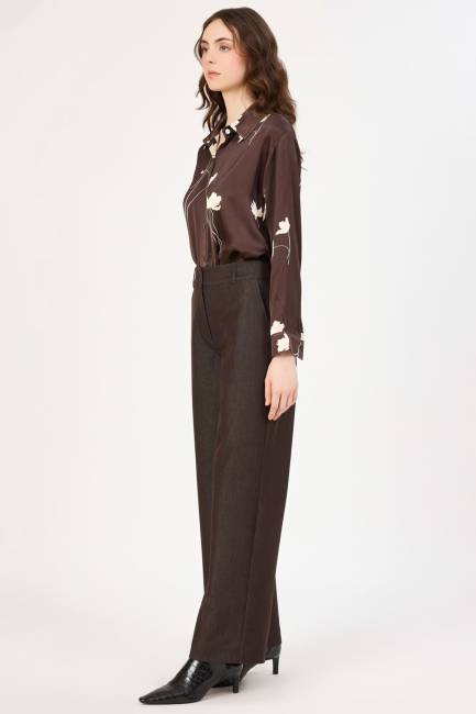 Likralı palazzo denim pantolon - 9