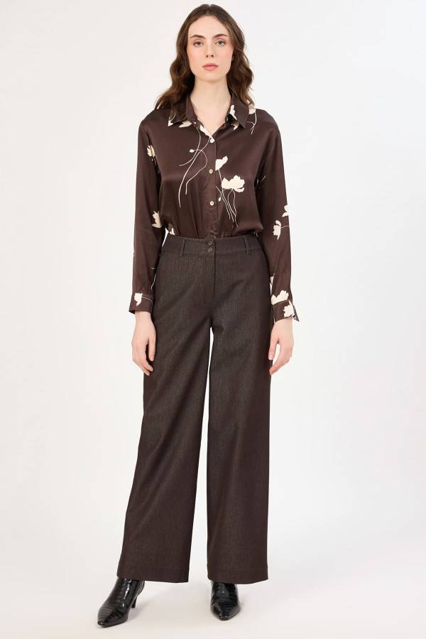 Likralı palazzo denim pantolon - 2