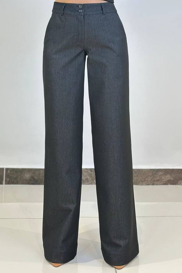 Likralı palazzo denim pantolon - 3