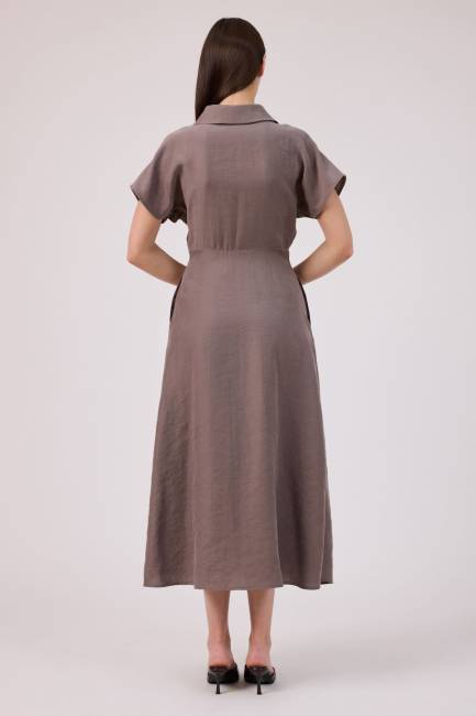 Nakış detaylı tencel elbise - 4