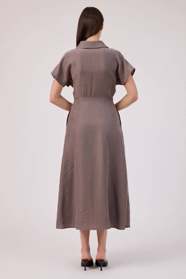 Nakış detaylı tencel elbise - 4