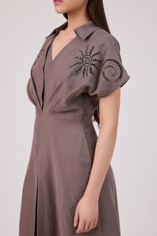 Nakış detaylı tencel elbise - 2