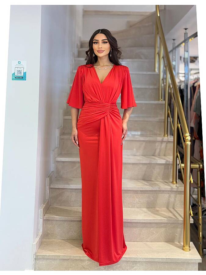 Önü düğüm detaylı örme elbise - 2