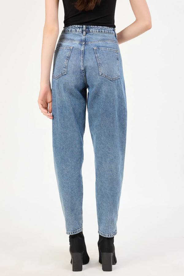 Taşlı normal bel jean pantolon