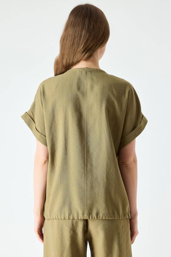 Tencel karışımlı fermuarlı gömlek