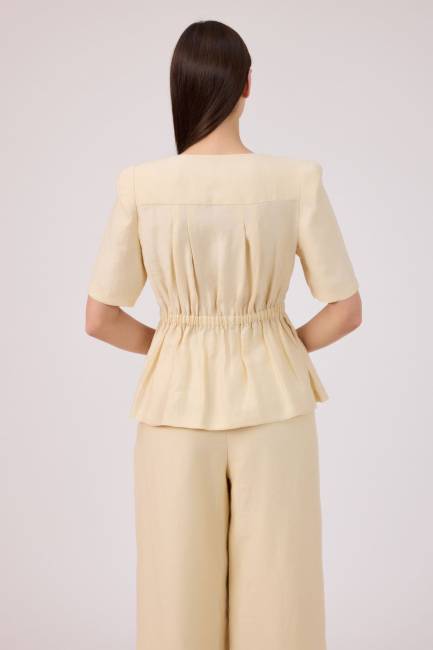 Tencel keten kısa kollu gömlek ceket - 4