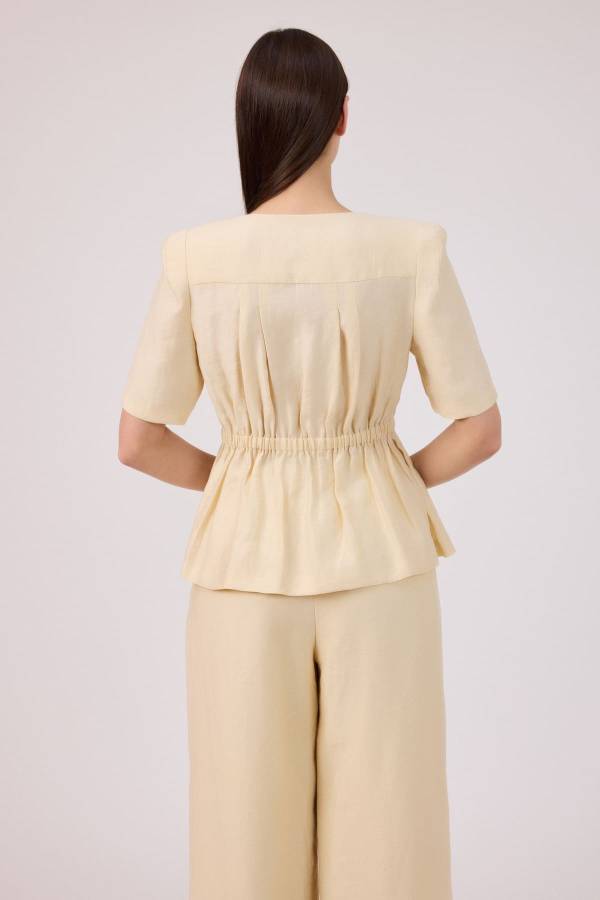 Tencel keten kısa kollu gömlek ceket - 4