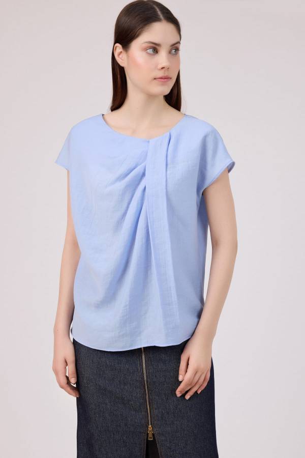 Tencel kup detaylı bluz