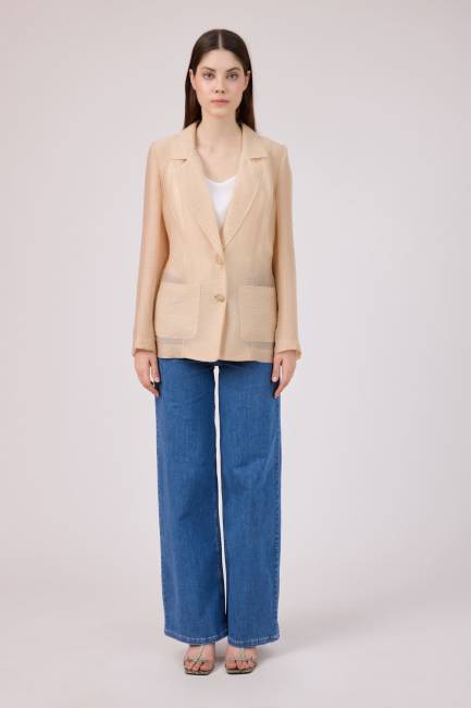 Transparan dokulu blazer - Thumbnail