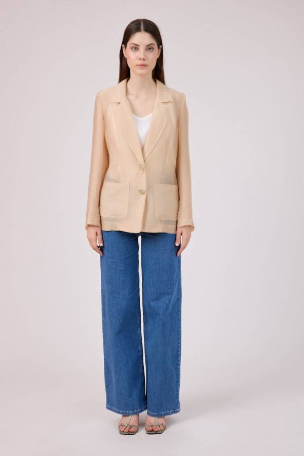 Transparan dokulu blazer