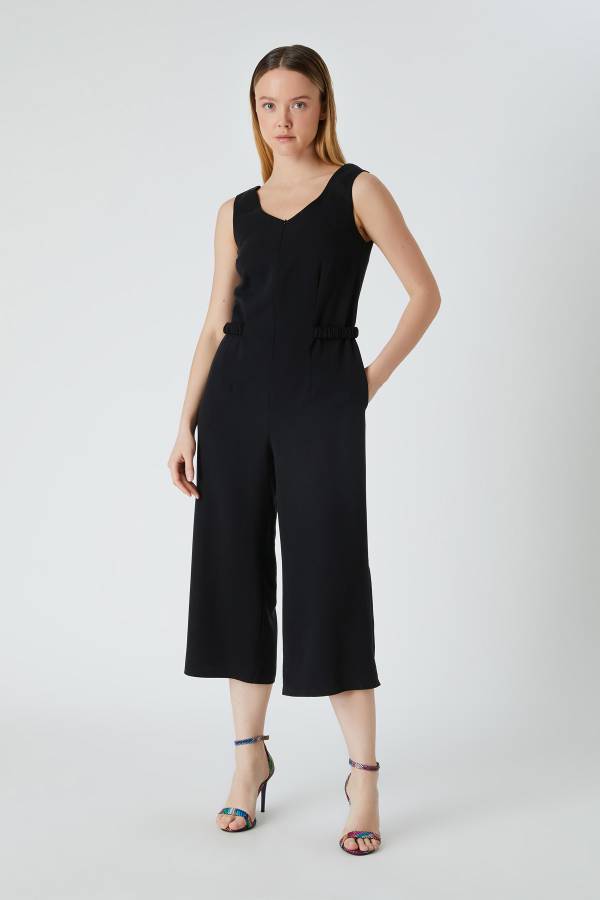 Fever - U yaka askılı tencel tulum