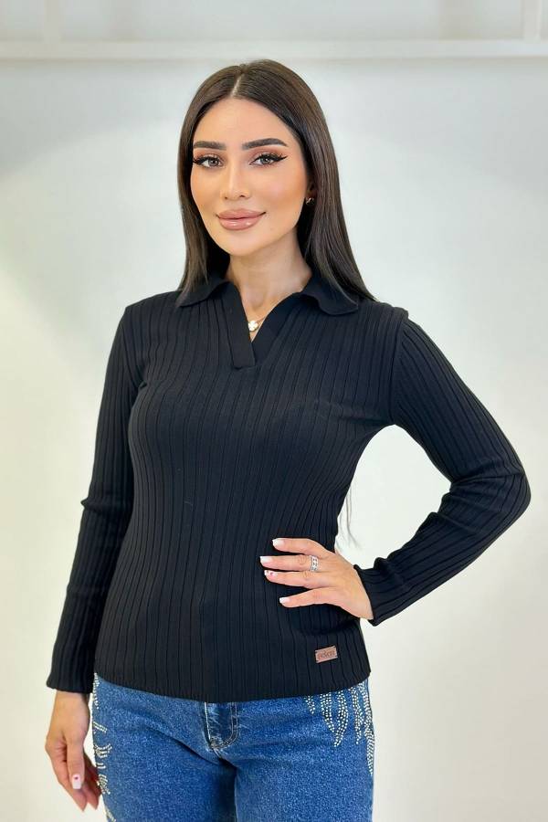 Uzun kollu polo yaka triko kazak - 1