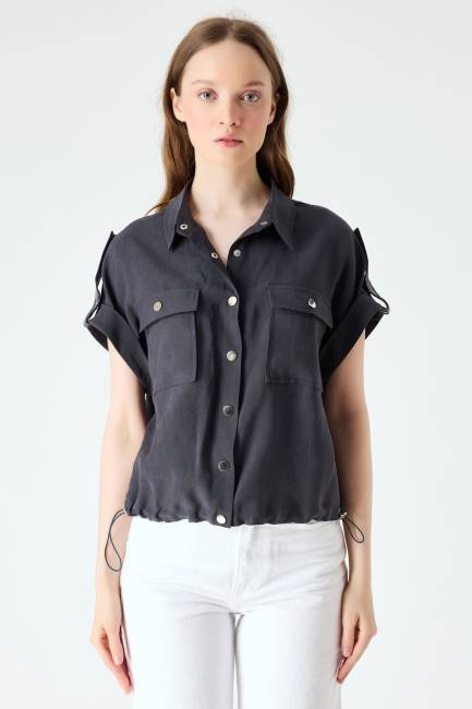 Fever - Zincir nakış detaylı tencel gömlek